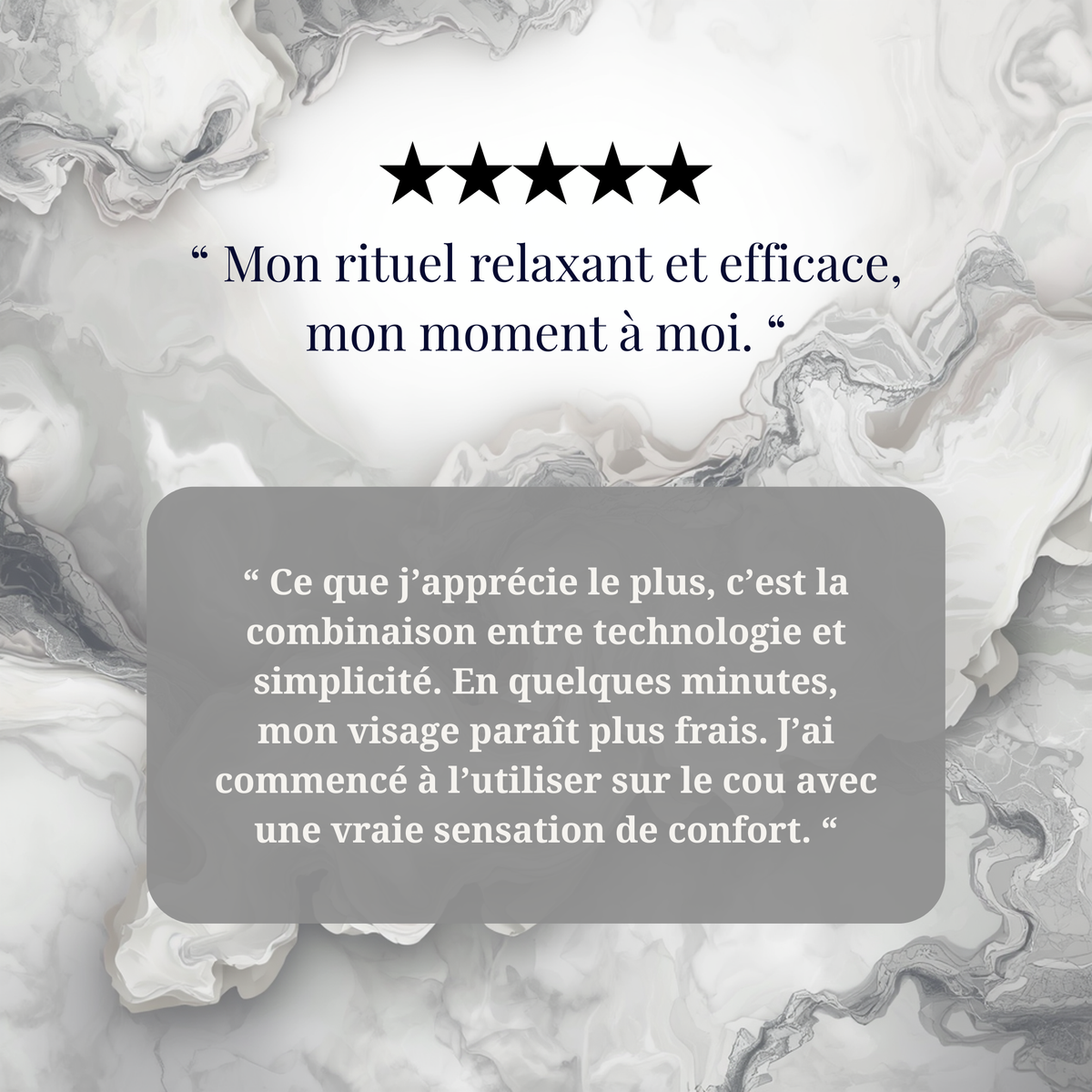 Avis client 5 étoiles sur l'appareil Serenotia : "Mon rituel relaxant et efficace, mon moment à moi"